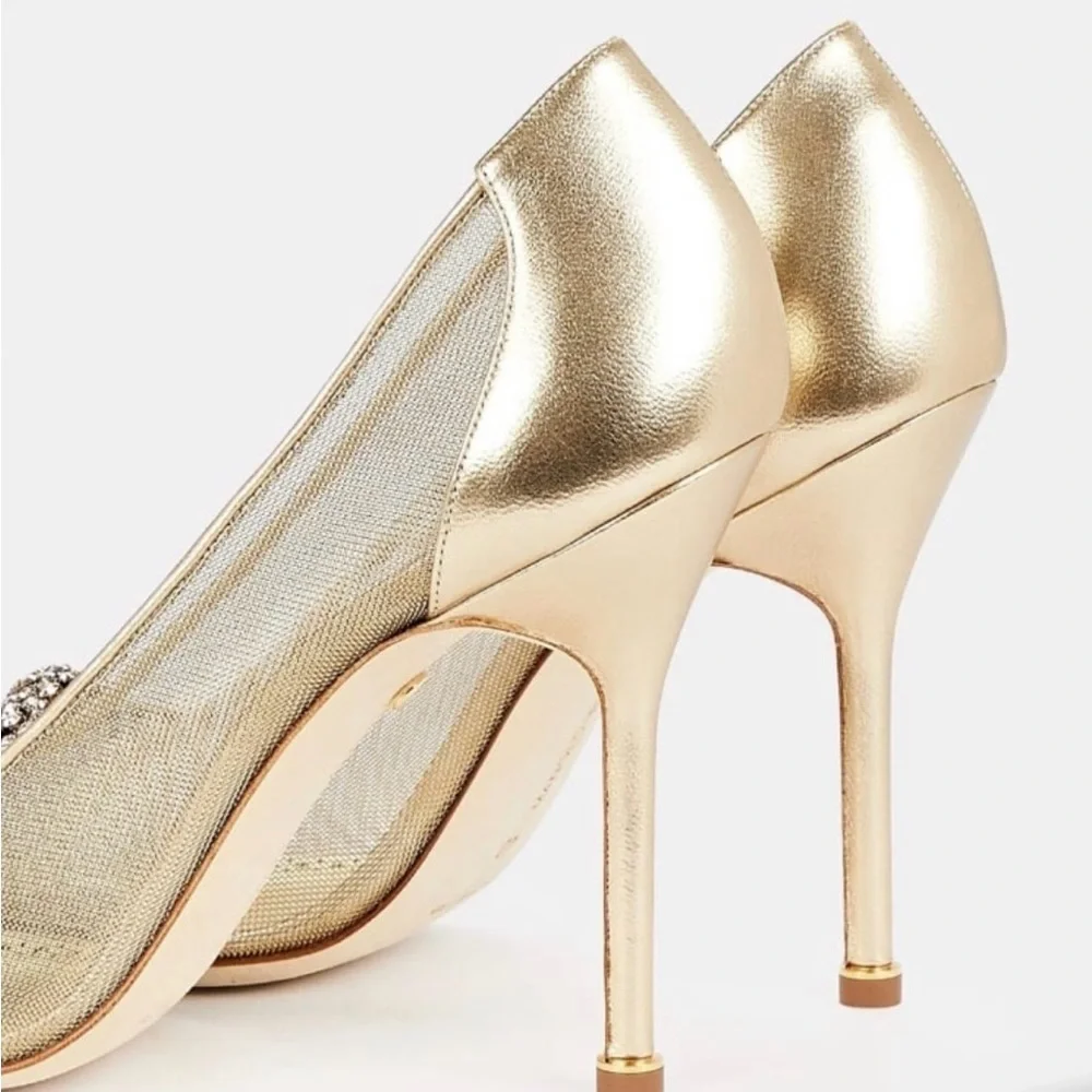 Manolo Blahnik Gold Embellished Heels - Picture 10 of 10